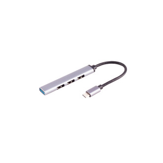 USB-C Hub, 3.0, 4 USB-A ports, ALU, slim, 0.12m