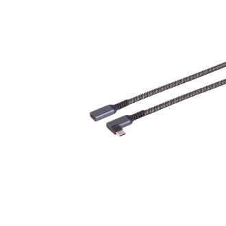 USB-C extension cable, 3.2, 90°, PD, textile, 0.5m