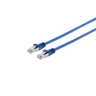 RJ45 Flatcable with CAT 7 Rawcable slim blue 10m