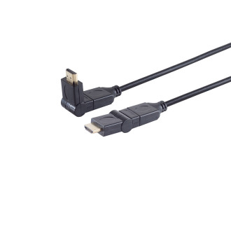 HDMI Cable, 4K, gold pl., 2x turnable, black, 3m