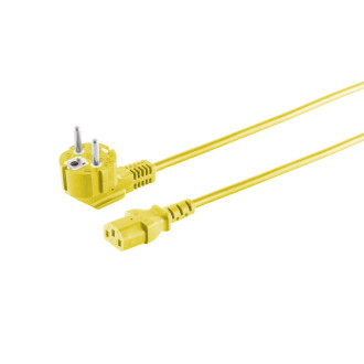 Power plug 90° - IEC socket, yellow, 3m