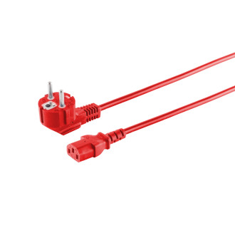 Power plug 90° - IEC socket, red, 3m