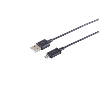 USB-A charging cable, Micro-B, PVC, black, 1m