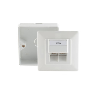 cat.6A wall socket 2-way surface/flush pwhite