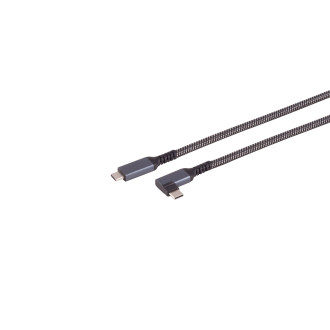USB-C charge cable, 3.2, 90°, 100W PD, textile, 2m