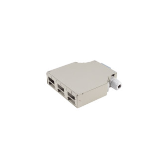 FO termination box, metal, 6-port, DIN rail grey