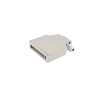 FO termination box, metal, 8-port, DIN rail grey