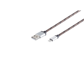 8-Pin, charging cable, nylon, brown, 2m