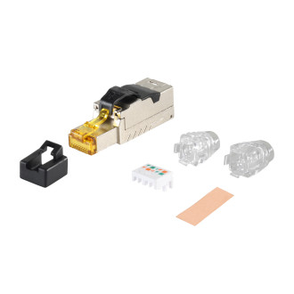 RJ-45 plug, toolless, certified, STP, Cat. 8.1