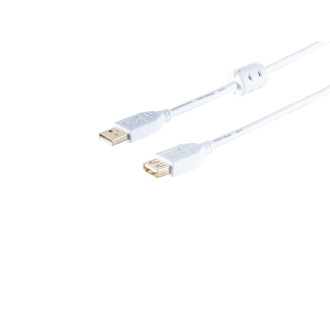 USB-A extension cable, 2.0, fer., white, 5m