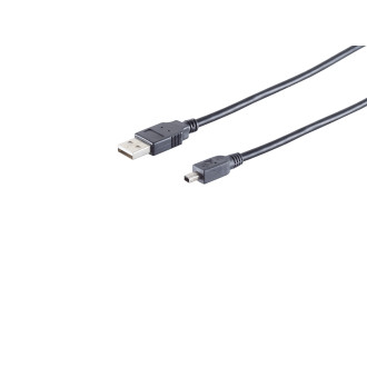 USB-A adapter cable, Mini-B 4p, 2.0, black, 2m