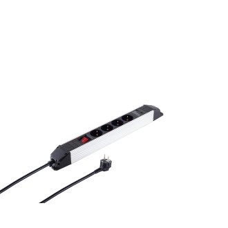 ALU Power Strip 4-way, USB, black