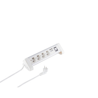 Tablepowersocket white 4-way with USB Charger