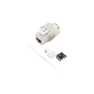RJ-45 Keystone, Cat. 6A, 180°, STP, toolless