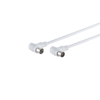 coaxial cable  2x angle,  80 dB, white, 7.5m