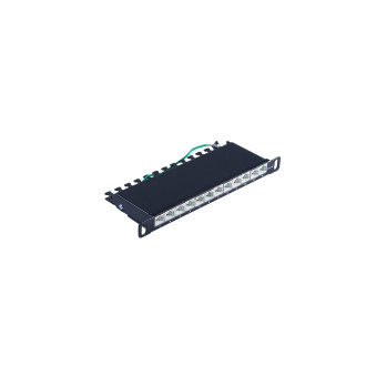 Slim Patchpanel Cat. 6A, 12 Port 0,5U, 10”
