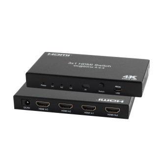 HDMI Switch 3x1, metal, 4K60Hz, black
