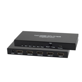 HDMI Splitter 1x4, metal, 4K60Hz, black
