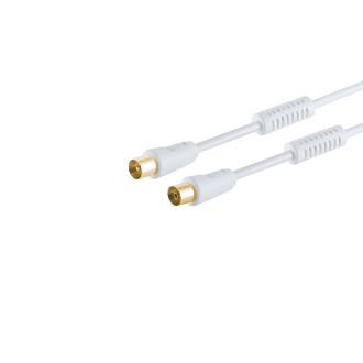IEC-plug - IEC-jack, ferrits, gold, white, 1.5m