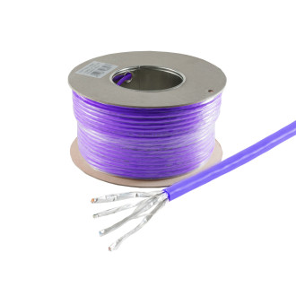 Cat. 7A solid cable, S/FTP, LSZH, purple, 100m
