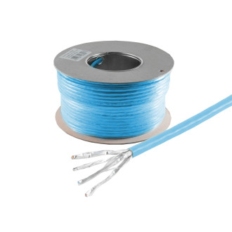 Cat. 8 solid cable, S/FTP, LSZH, blue, 100m