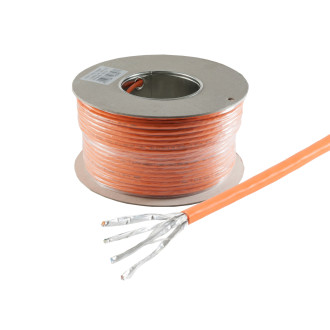 Cat. 7 solid cable, S/FTP, Basic, orange, 500m