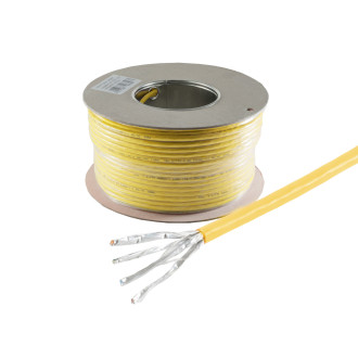 Cat. 7A+ solid cable, S/FTP, LSZH, yellow, 500m