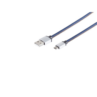USB Micro B, charging cable, jeans, blue, 2m