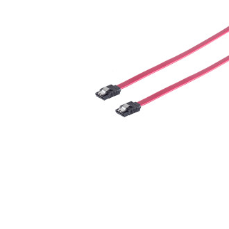 SATA 3Gb/s connecting cable, metal clip, red, 0.3m