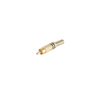 RCA plug, metal, 6mm, black, gold plated