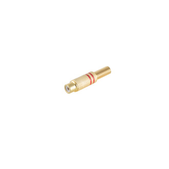 RCA jack, metall, 6mm, red, gold plated