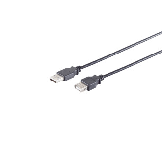 USB-A extension cable, 2.0, black, 0,3m