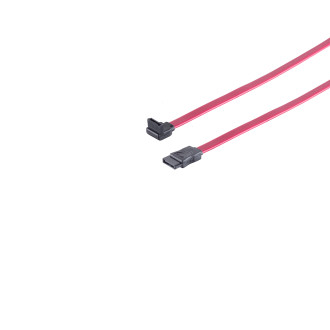 SATA 3Gb/s connecting cable, L angle, red, 0.5m