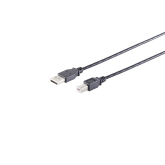 USB-A adapter cable, USB-B, 2.0, black, 0,5m