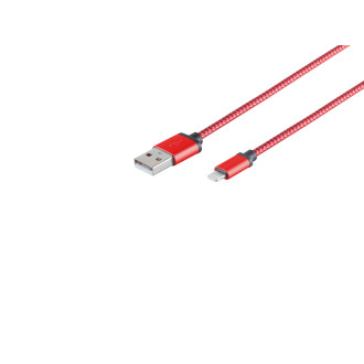 8-Pin, charging cable, nylon, red, 2m
