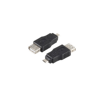 USB Micro-B adapter, USB-A jack, OTG, black