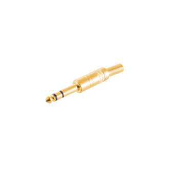 3 pin stereo plug, 6.3mm, metal, gold plated