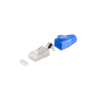 RJ-45 modular plug, 8P/8C, STP, 23AWG, blue