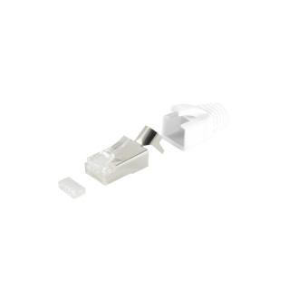RJ-45 modular plug, 8P/8C, STP, 23AWG, white