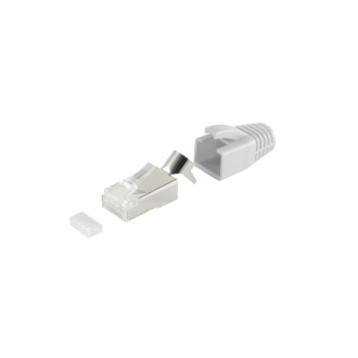 RJ-45 modular plug, 8P/8C, STP, 23AWG, grey