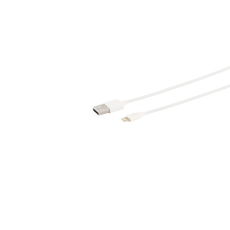 USB-A charging cable, 8-Pin, 2.0, ABS, white, 0.2m