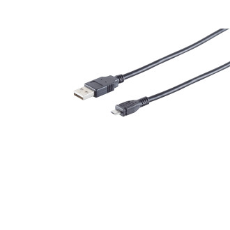 USB-A adapter cable, Micro-B, 2.0, black, 1m