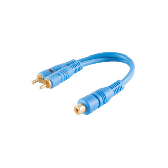 RCA jack - 2 RCA plug, blue, 0.2m