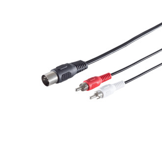 5 pin DIN plug - 2 RCA plugs, 1.5m