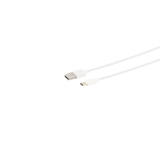 USB-A charging cable, USB-C, 2.0, ABS, white, 1m