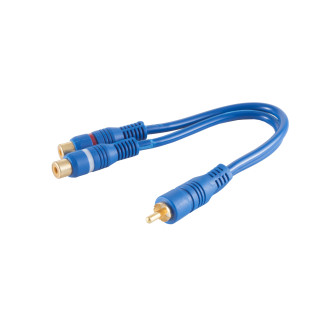 RCA plugs - 2 RCA-jack, blue, 0.2m