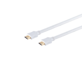 HDMI Cable, 4K, gold pl., nylon, white, 2m