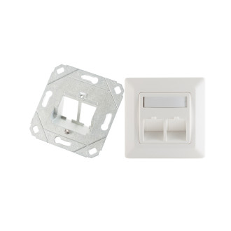 Keystone mount frame, double, AG, 80x80mm, set