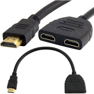 adapter HDMI-plug / 2 x HDMI-jack gp.