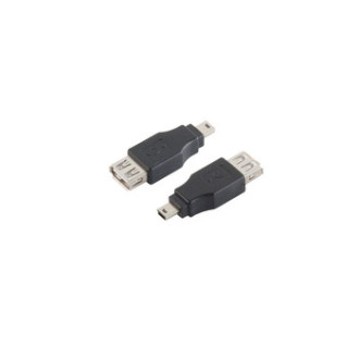 USB Mini-A 5p adapter, USB-A jack, 2.0